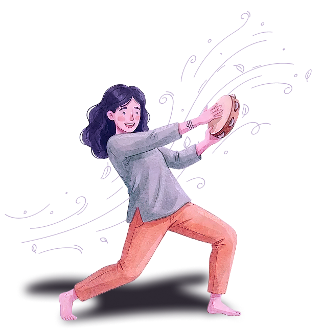 Mujer feliz bailando musicoterapia 4 fondo Sombra